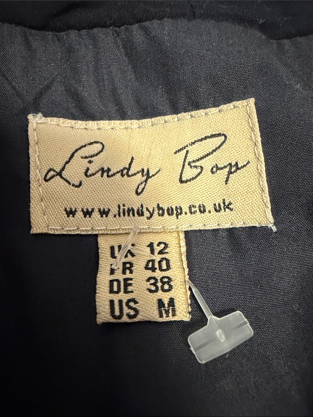 Lindy Bop Navy Midi Button-Front Dress with White Print - Picture 2 of 4